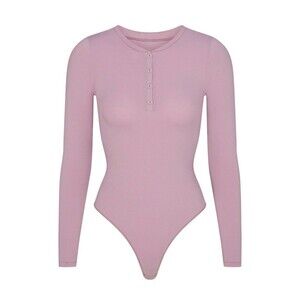 Skims Long Sleeve Henley Bodysuit Dusk